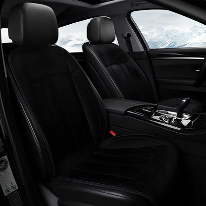 Winter car heating cushion in black, 125cm x 52cm diamond velvet with massage blowers and non-slip base