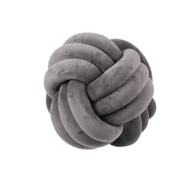 Knotted Plush Ball Design Round Throw Pillow in assorted colours and sizes