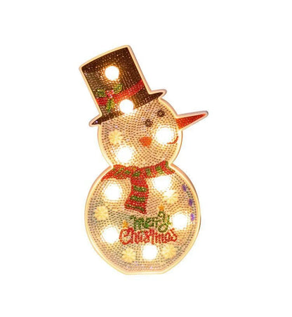 Hand-painted DIY LED snowman and Christmas tree decorative lamp with glitter resin finish