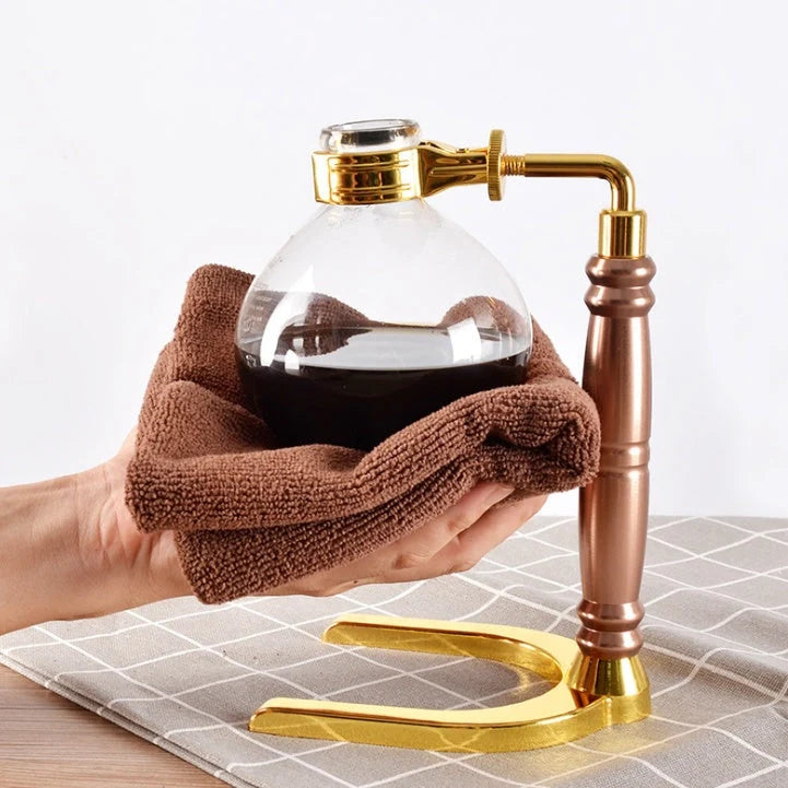 Siphon Coffee Maker with glass pot and wooden handle for 3 people