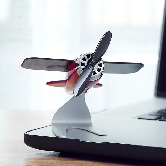 Solar powered aircraft car air freshener decoration in silver with aroma sticks and non-slip mat