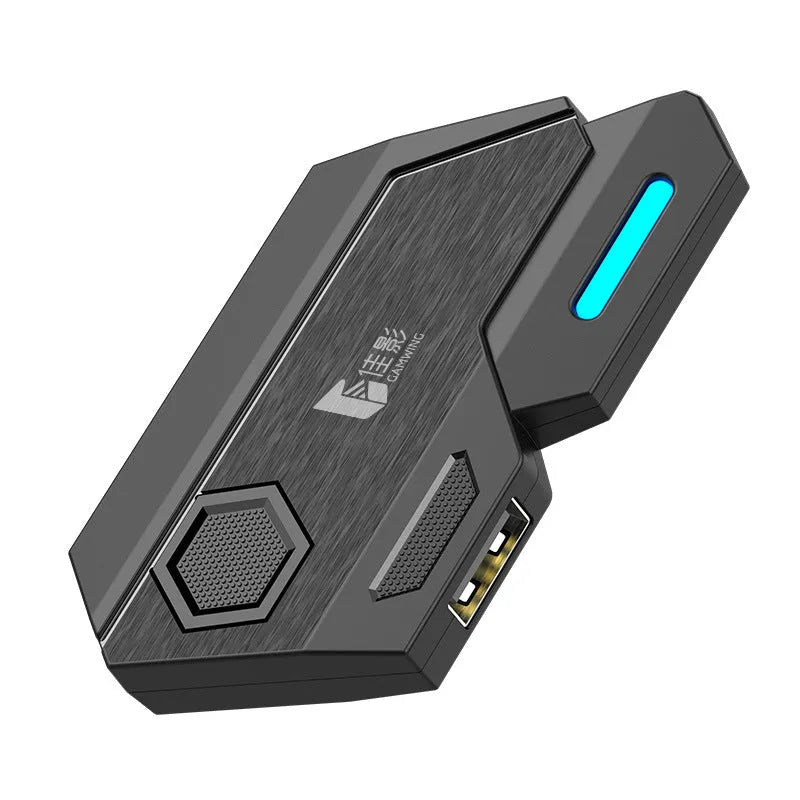 Gaming keyboard and mouse converter for mobile phones with USB cable and ABS case.