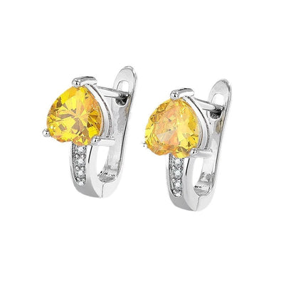 Loving Heart Zircon Ear Clips in white gold and yellow gold with diamond accents