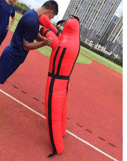 Black humanoid punching bag with explosion-proof space leather for martial arts training