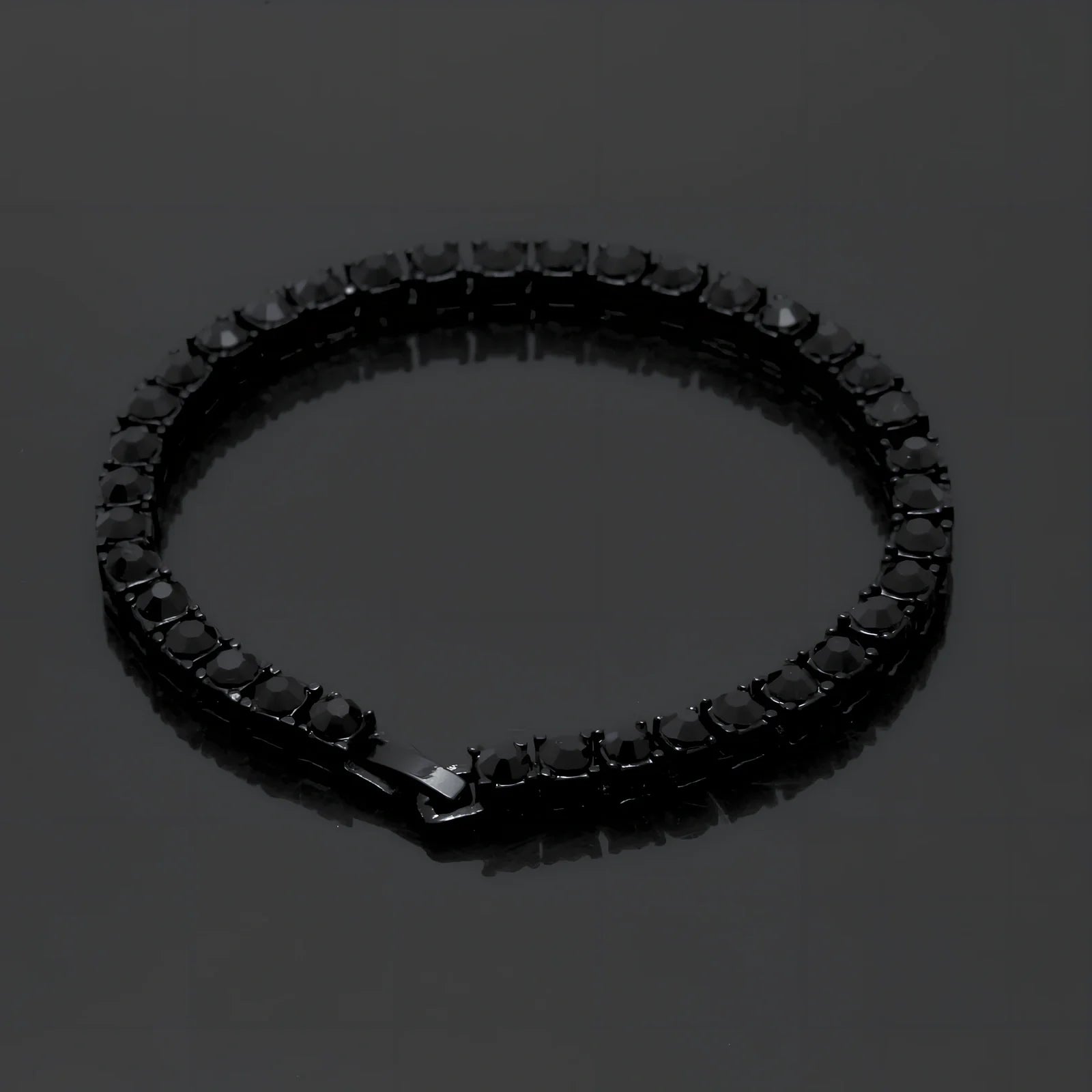 Gold iced hip hop bracelet with AAA rhinestone geometric chain, 5mm width 8 inch length on wrist