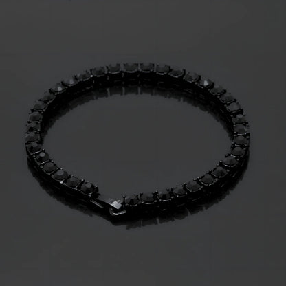 Gold iced hip hop bracelet with AAA rhinestone geometric chain, 5mm width 8 inch length on wrist