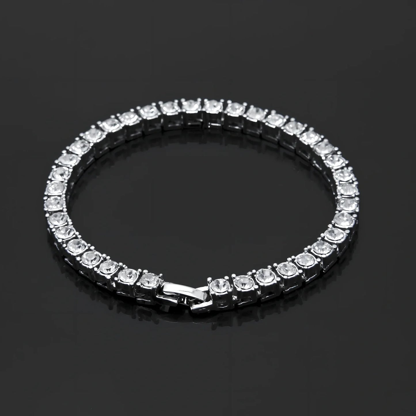 Gold iced hip hop bracelet with AAA rhinestone geometric chain, 5mm width 8 inch length on wrist