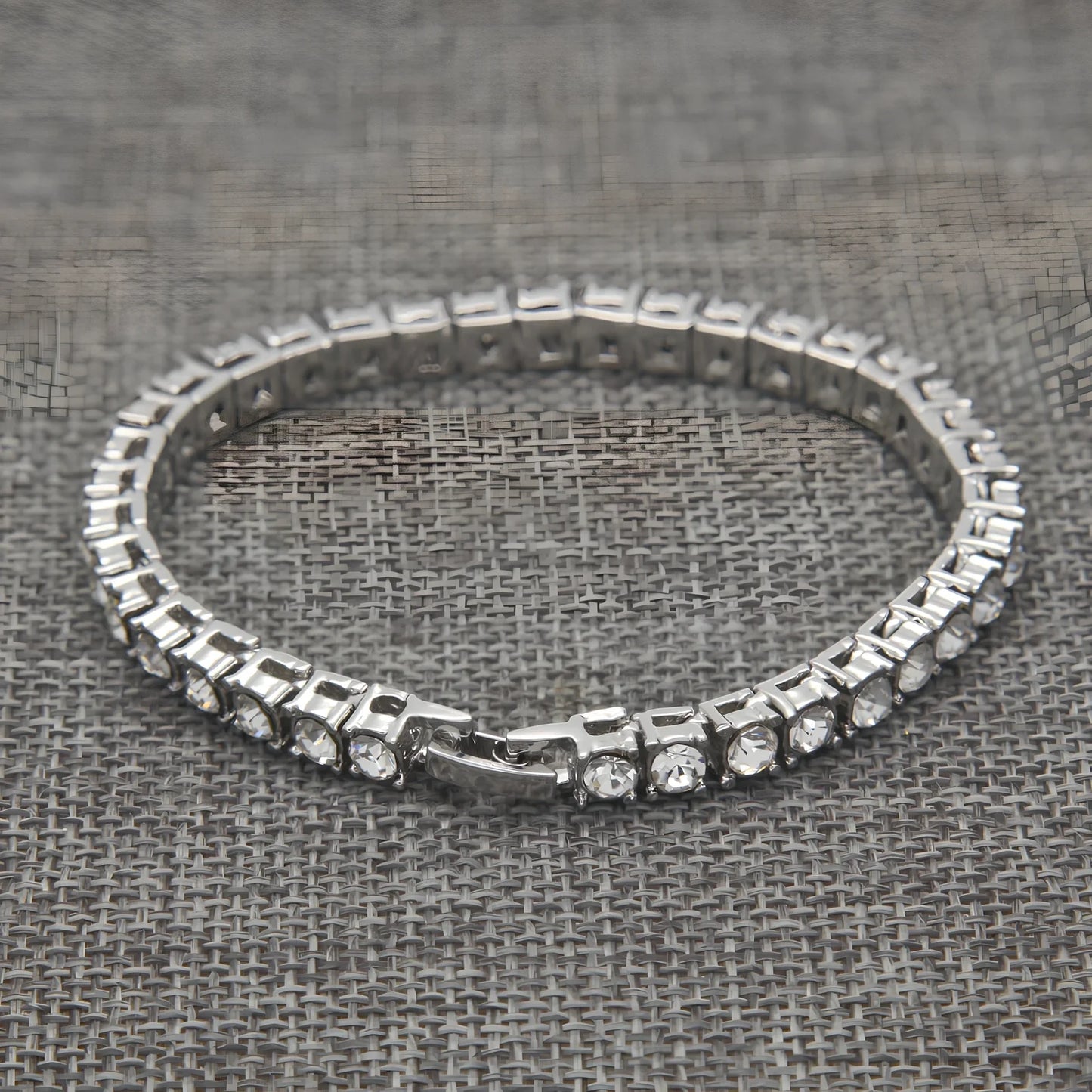 Gold iced hip hop bracelet with AAA rhinestone geometric chain, 5mm width 8 inch length on wrist