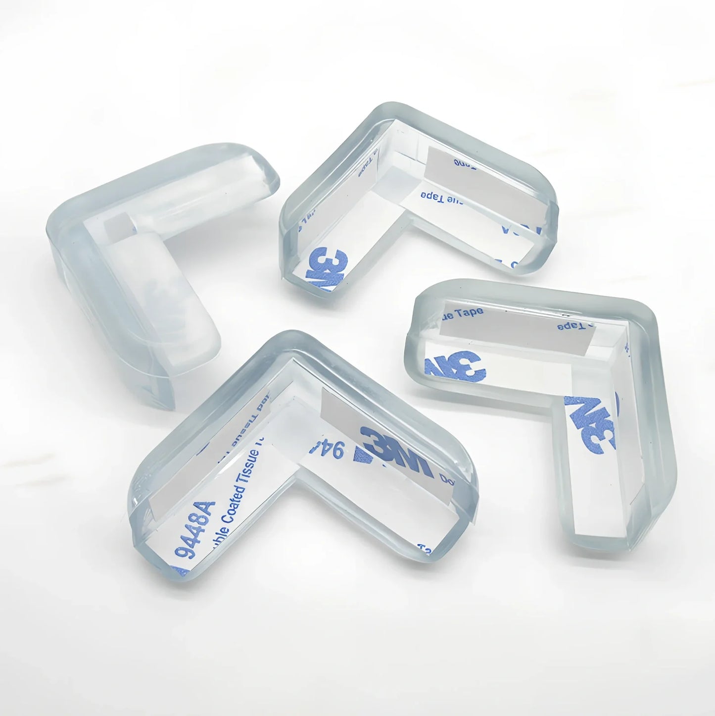 L-shaped baby silicone protective pad in soft PVC with 3M glue for table corner safety, thickened 2cm padding