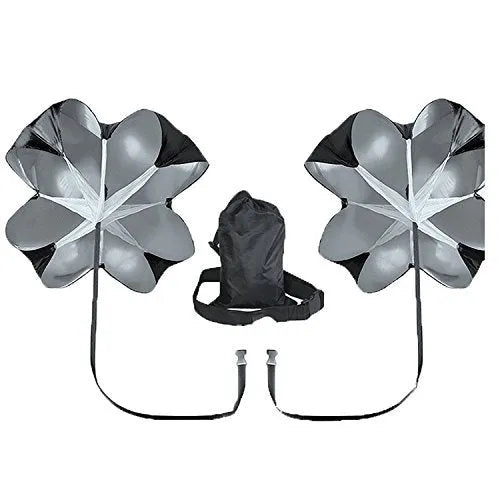 Black 56 inch polyester speed training parachute with adjustable waist belt for running resistance training