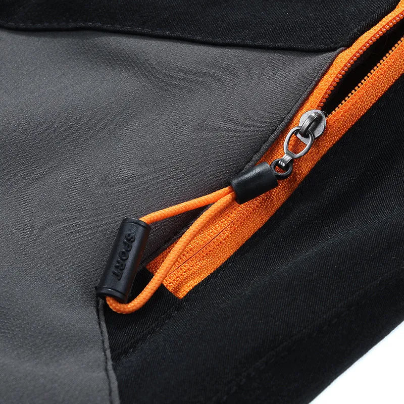Men's outdoor stretch charging pants in Dark Gray, windproof and waterproof nylon fabric