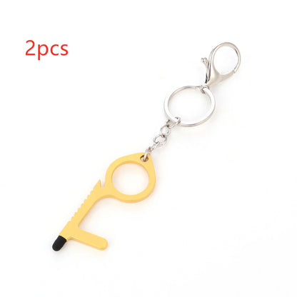 Alloy protective door opener keychain in various colours, 7.9cm in size