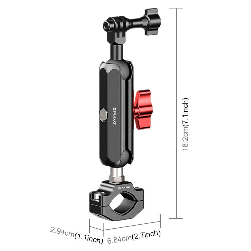 Aluminium alloy motorcycle CNC bracket for sports camera with pipe clamp mount in bare metal finish