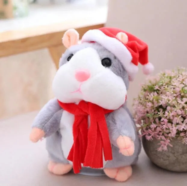 15cm little talking hamster plush toy in light brown colour, repeats what you say