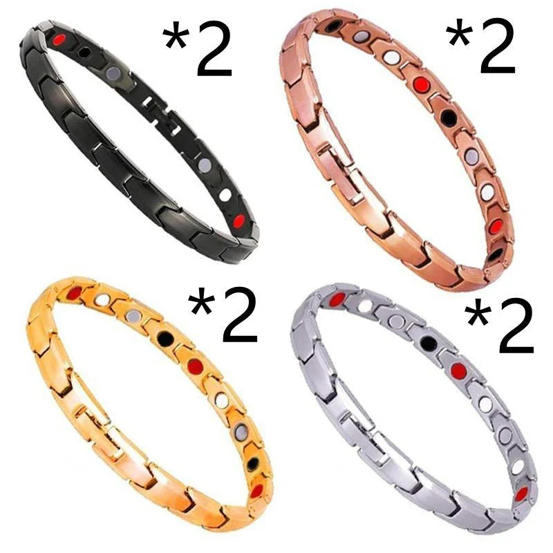 Stylish therapy bracelet with metal design for arthritis pain relief, weight loss, and energy boost