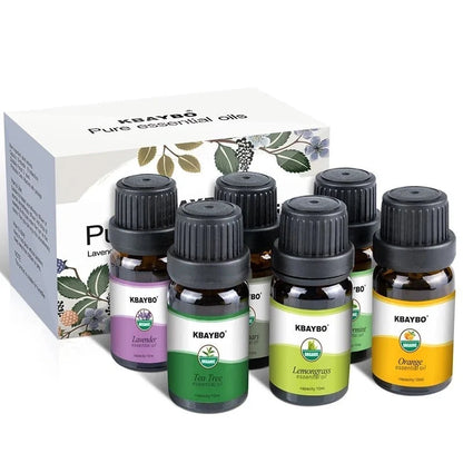 Premium Essential Oils Kit with six varieties including Lavender and Peppermint for natural wellbeing