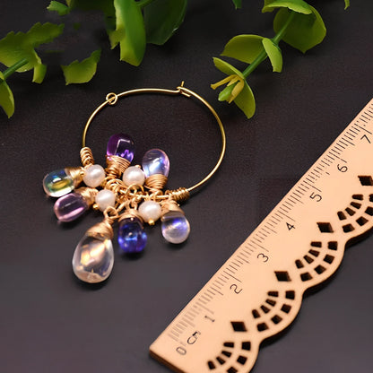 Gold plated freshwater pearl earrings with Czech crystals on 925 silver posts