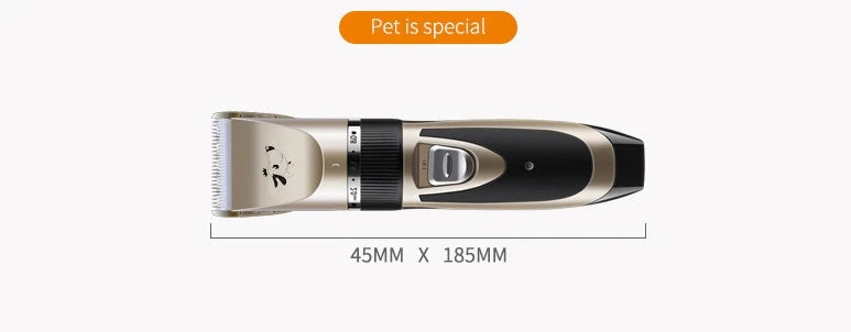 Dog hair clipper with ceramic blade and adjustable combs for precise grooming