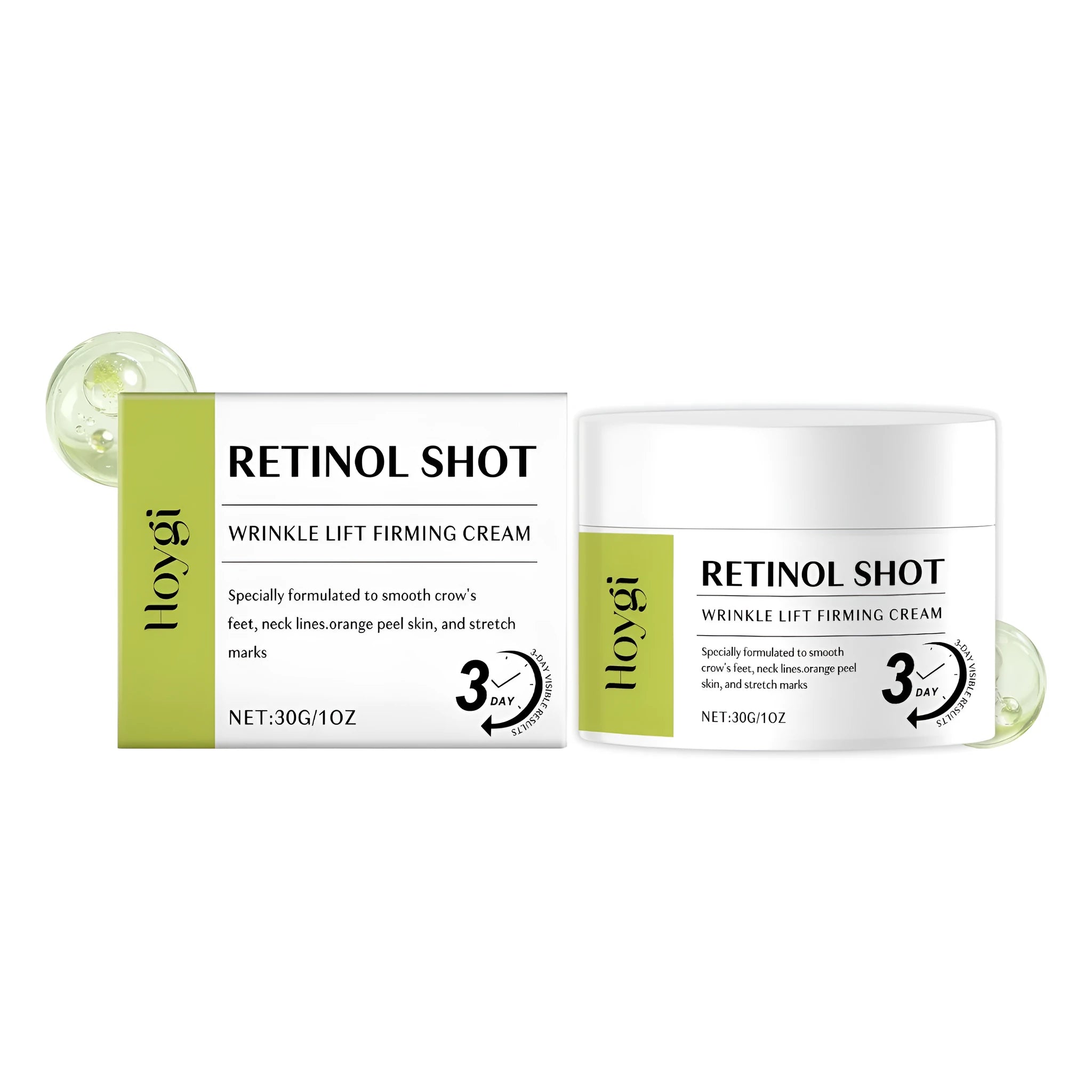 30g jar of retinol firming eye cream with anti-aging ingredients on a clean surface