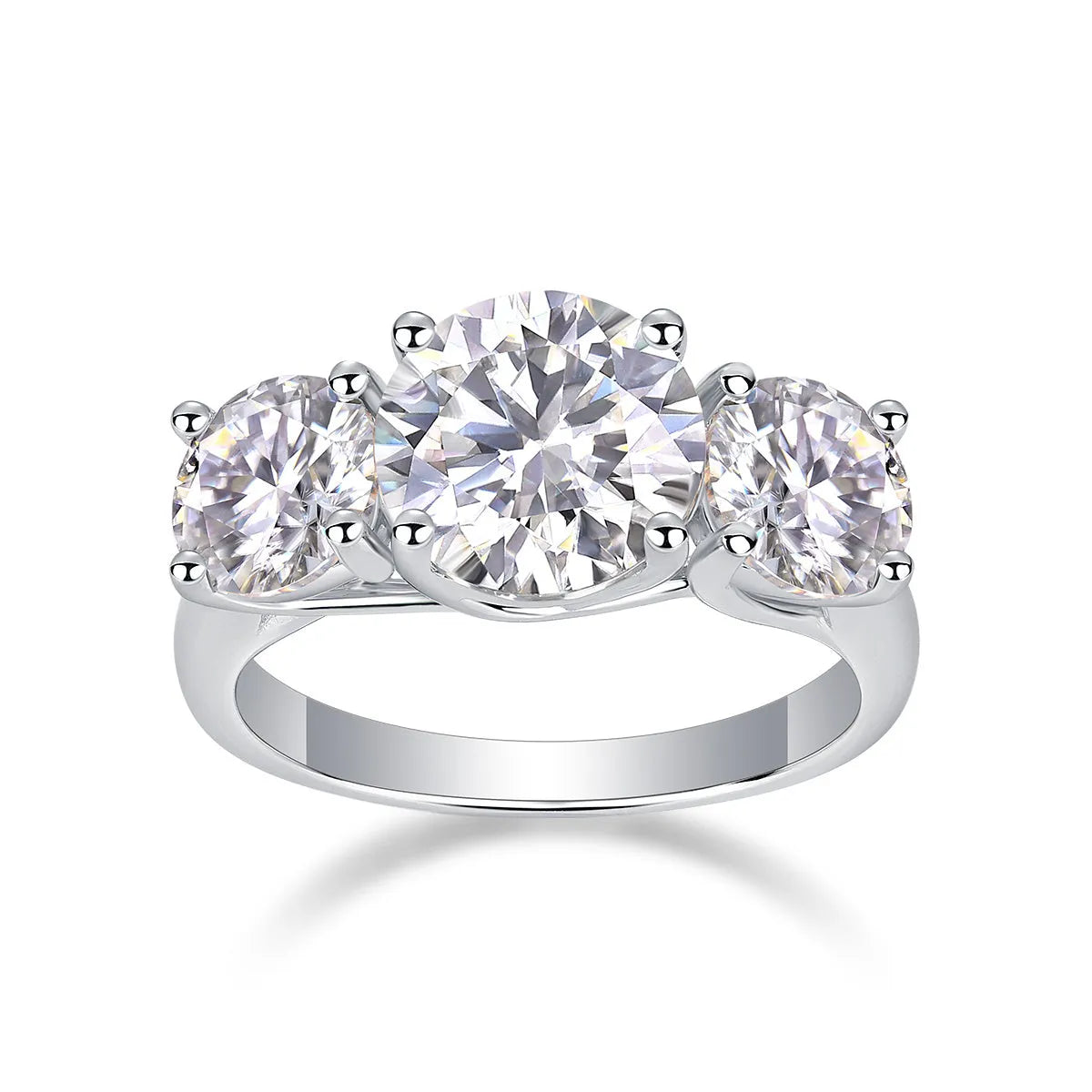 Three Lives Of Fortune wedding ring set with 3-carat moissanite in S925 silver platinum-plated on a white background