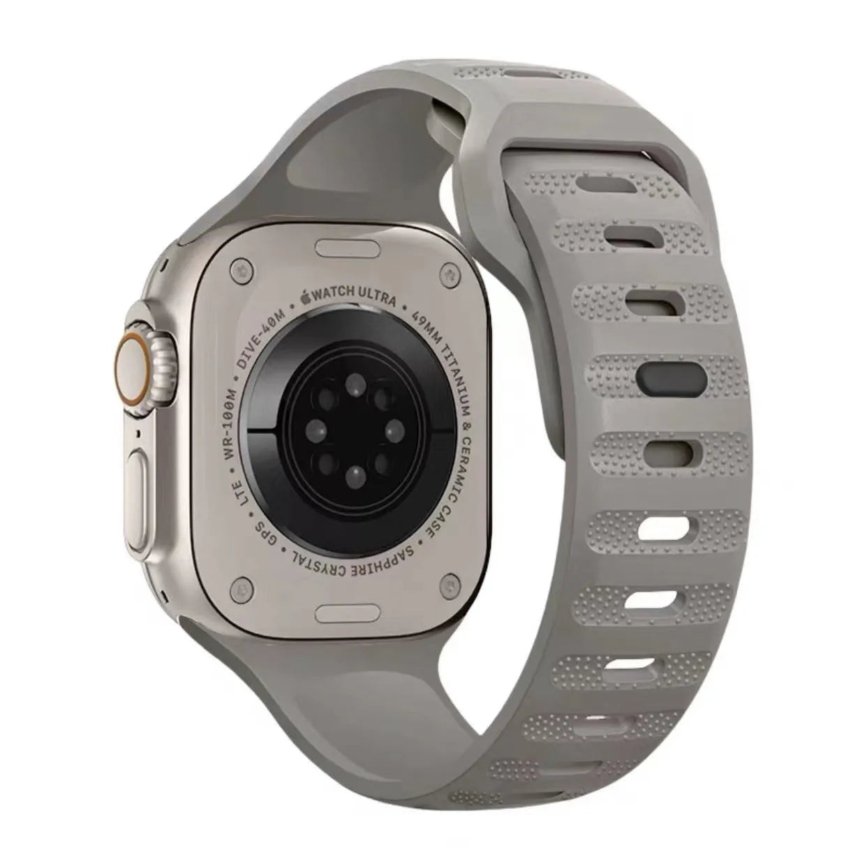 Fluoro rubber Apple Watch replacement strap with T buckle clasp in multiple colours.