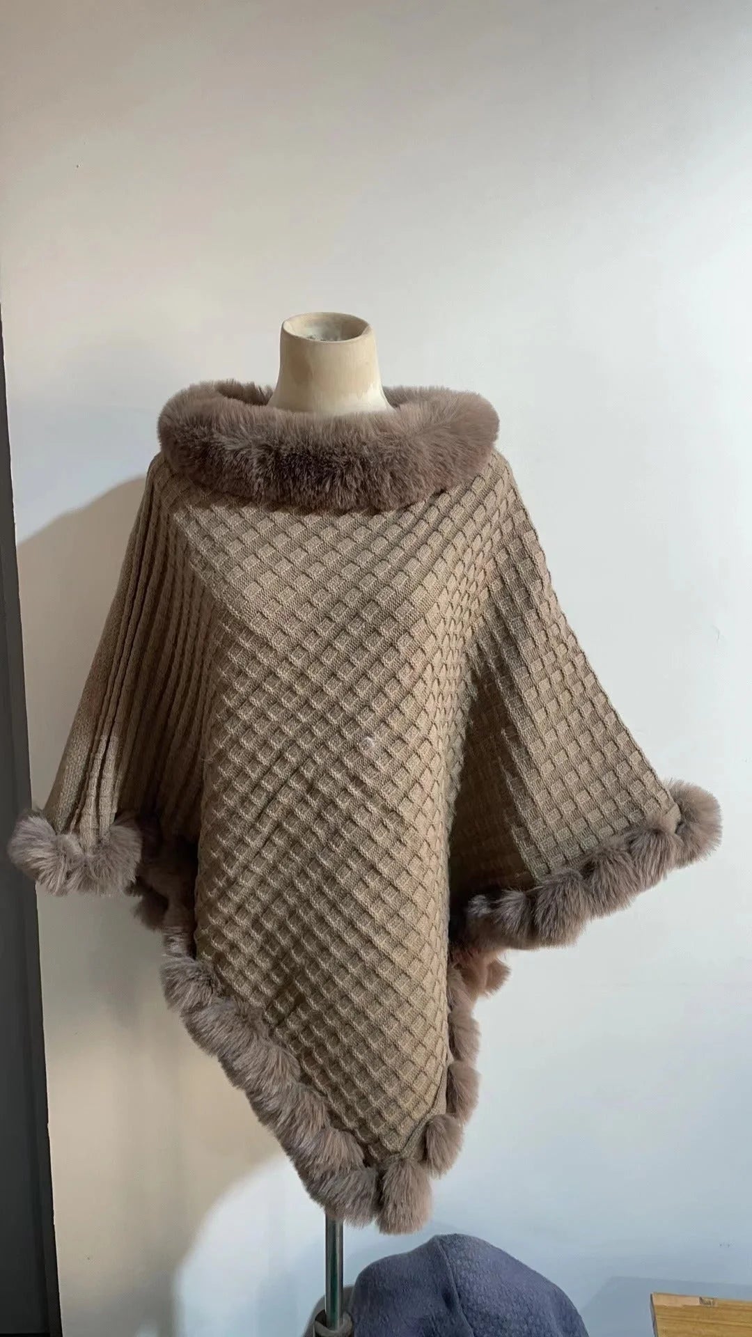 Rex Rabbit Fur Collar Shawl Cape in various colours