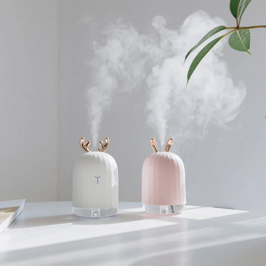 Compact USB-powered humidifier in a cute deer-shaped design for use in small rooms and offices