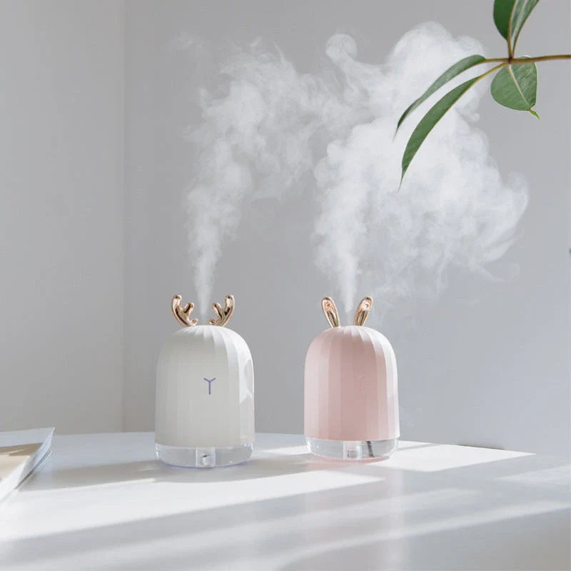 Mini humidifier in deer shape with USB charging, perfect for small spaces