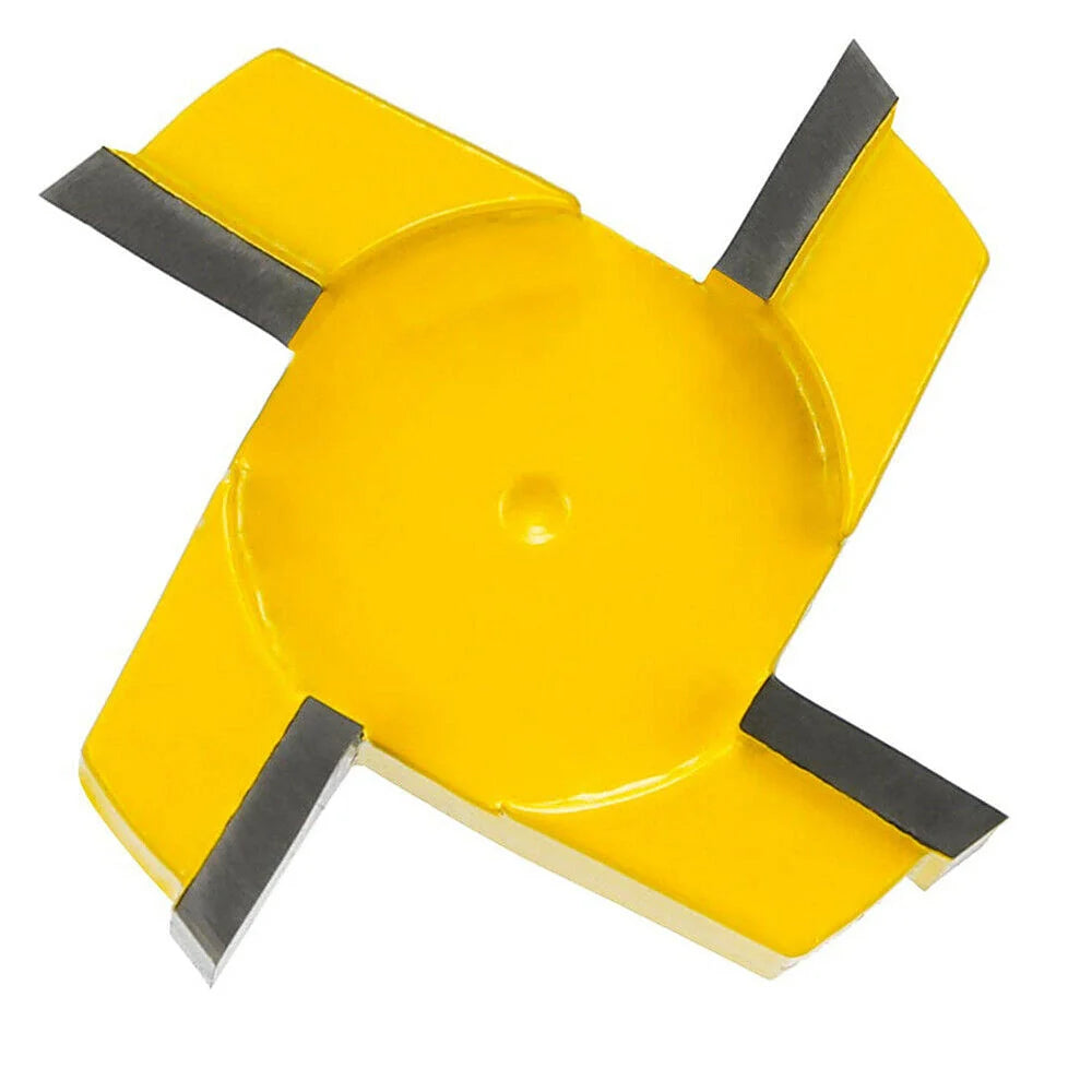 Four-blade T-shaped slotting knife in yellow for precise woodworking cuts