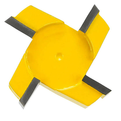 Four-blade T-shaped slotting knife in yellow for precise woodworking cuts
