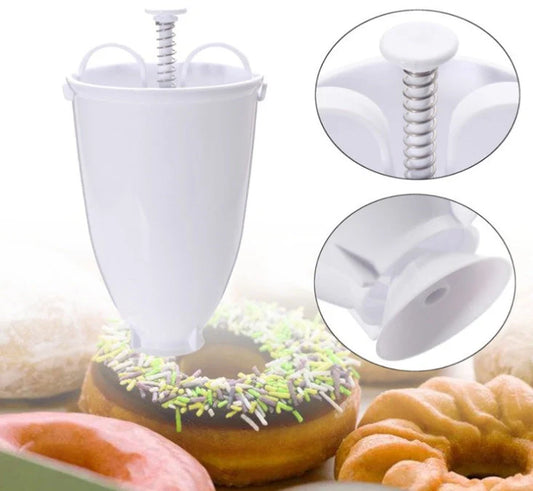 Compact plastic doughnut maker dispenser for easy homemade treats