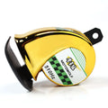 12V 110dB car motorcycle horn in black with ABS construction showing compact oval shape
