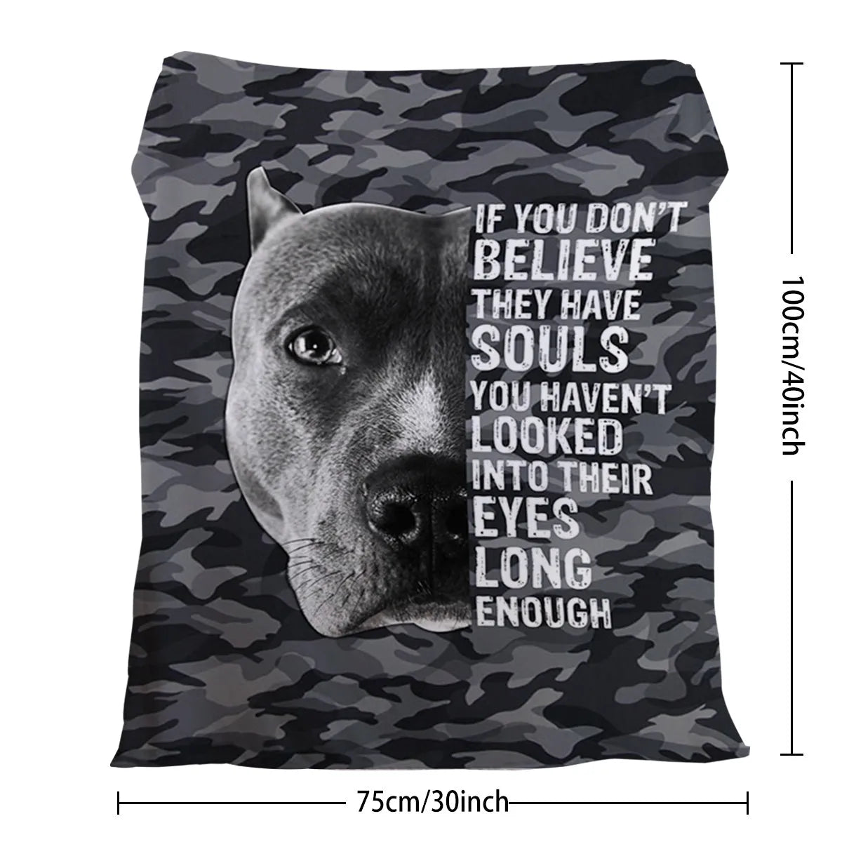 Flannel black background dog pet theme soft printed blanket folded on a sofa