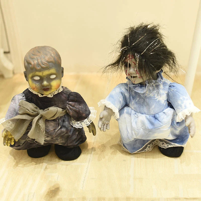 Halloween decoration walking doll with voice activation, glowing eyes, and walking feature