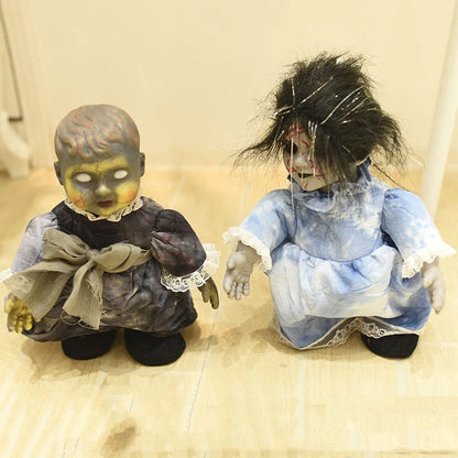 Halloween decoration walking doll with voice activation, glowing eyes, and walking feature