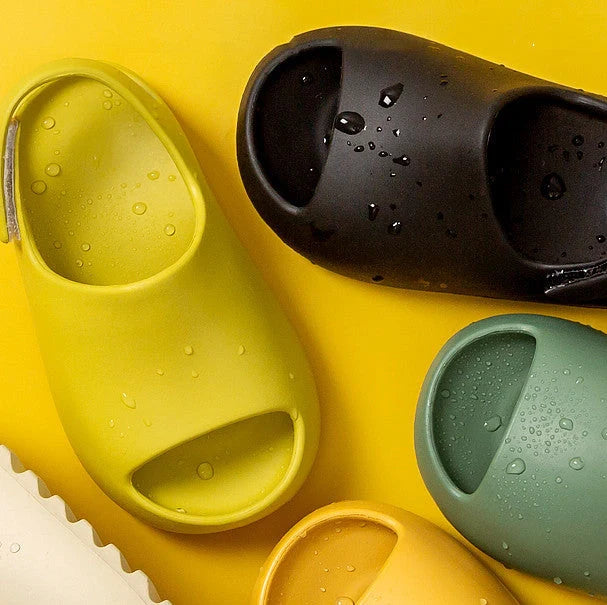 Children's summer non-slip sandals in dark green and black with Velcro straps