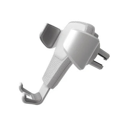 Leather grain gravity mobile phone car holder in black and white, secure and stylish design