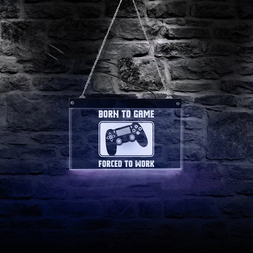 Game console controller logo LED neon light in vibrant colours, perfect for children's rooms and commercial spaces