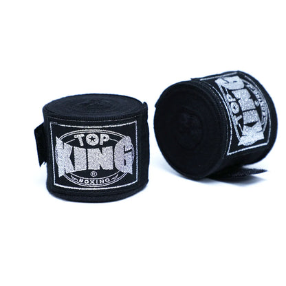 Two 5-metre boxing hand wraps in different colours showing elastic cotton construction