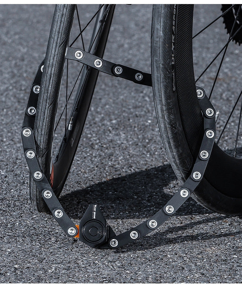 Black bicycle combination lock with flip-action mechanism and 4-digit dials for key-free security