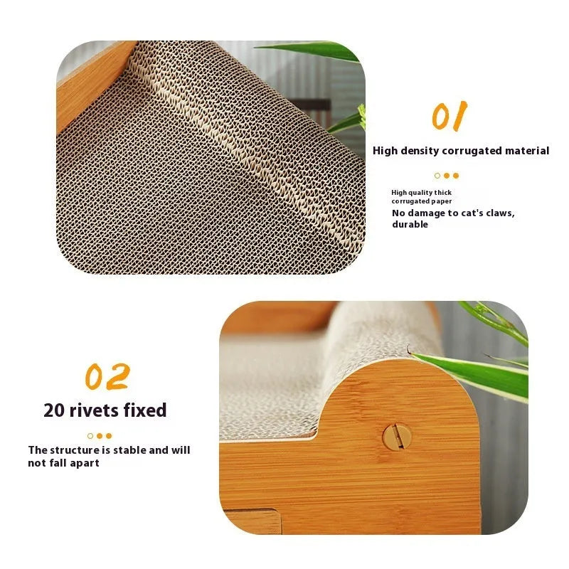 Double-layer corrugated paper cat house with double ball double door design in extra-large 30cm size