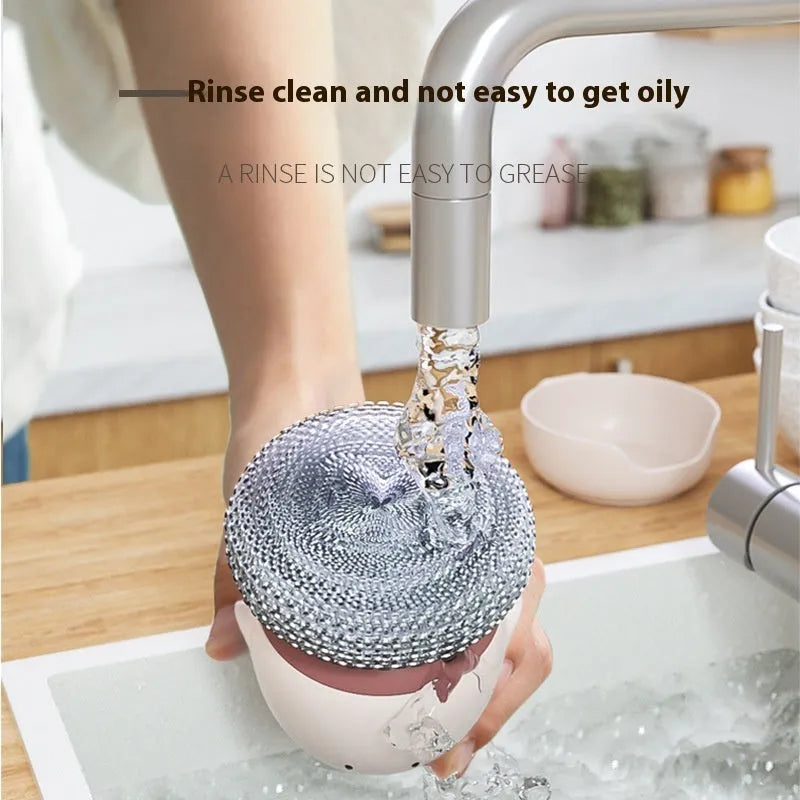 Automatic liquid filling dish brush in cute chicken shape with replaceable brush head in Bean Red