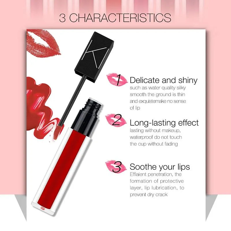 KIMUSE matte liquid lipstick tube 5.7ml waterproof long lasting natural finish 12 colours