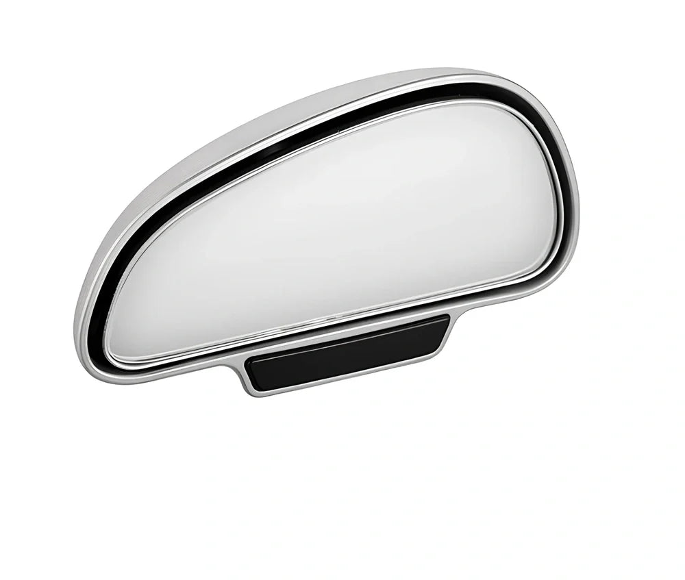 Black adjustable car blind spot mirror with 360-degree lens and 3M adhesive on rearview mount