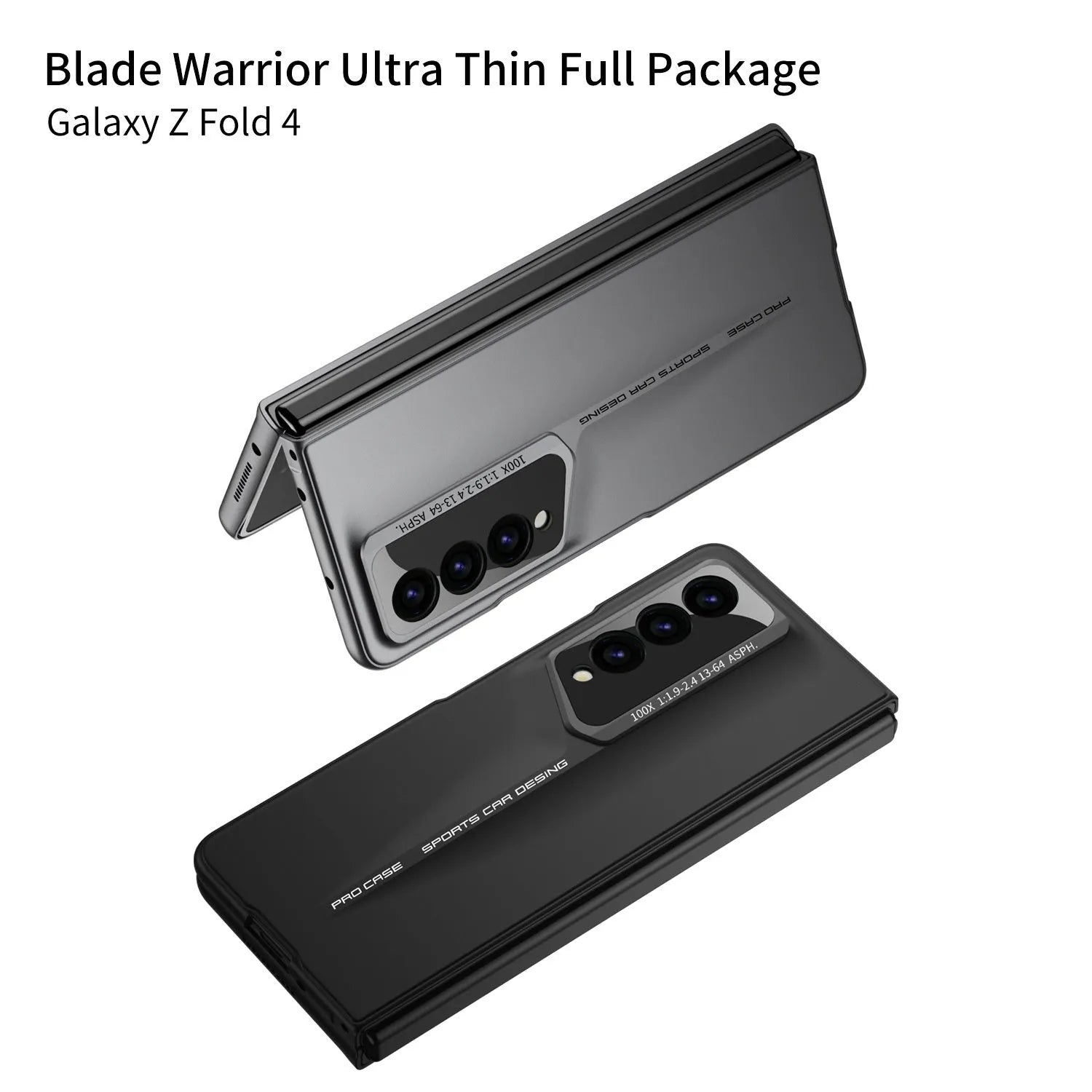 Folding blade phone case for Samsung Z Fold 4, hard PC, frosted finish, Cool Black colour, creative design