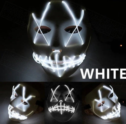 Halloween LED Glowing Full Face Mask with adjustable light modes and voice control feature