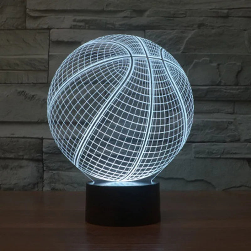 Basketball 3D Illusion Lamp LED night light showing floating basketball effect with colour modes