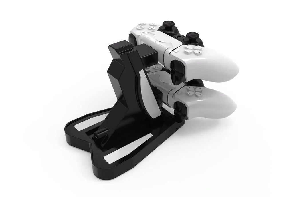PS5 handle charger with turn light, ABS build, 12.7 x 17 x 6.5 cm, available in white and black