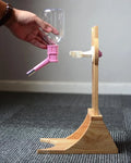 Cat drinking water dispenser with bamboo holder, 300ml capacity, Gray colour option
