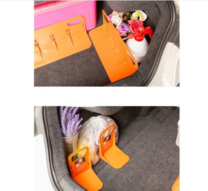 Multifunctional car trunk organizer with shake-proof design in grey and orange